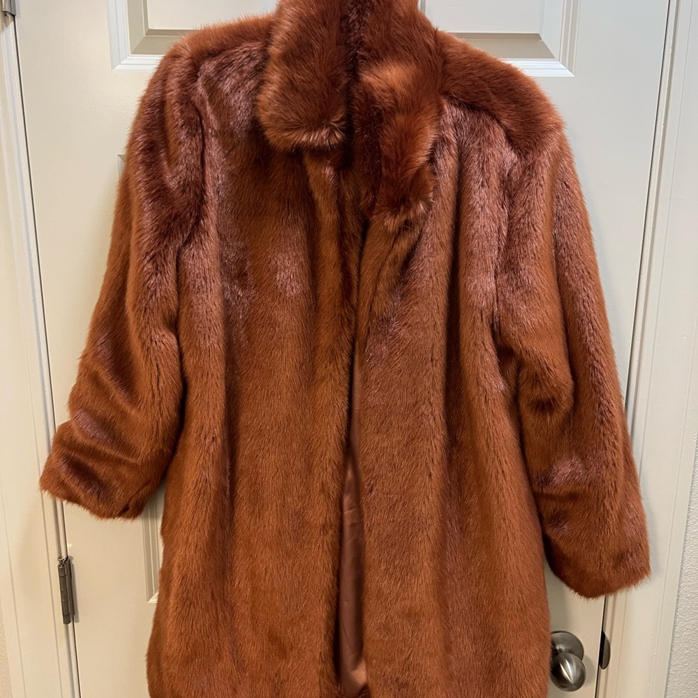 Elegant Brown Faux Fur Coat